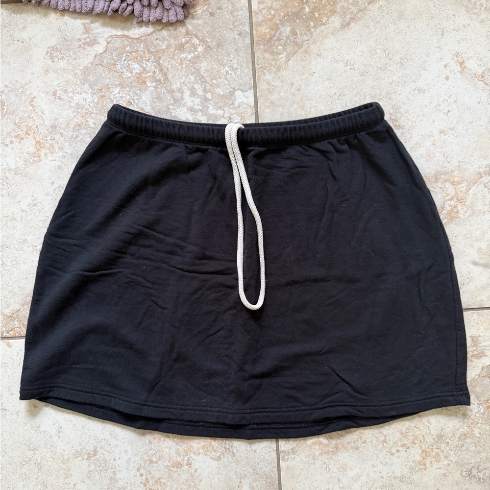Aerie Black Mini Skirt with White Drawstring